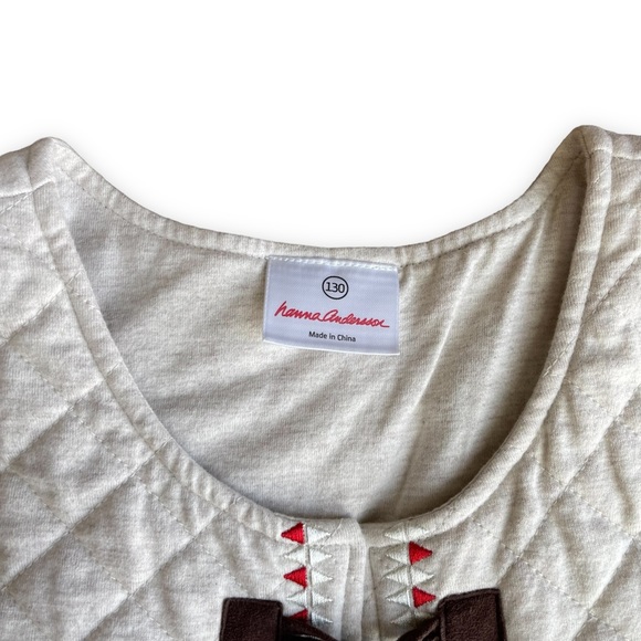 Hanna Andersson Girls Quilted Cream Toggle Button Vest size 8 or size 130 - Picture 5 of 6